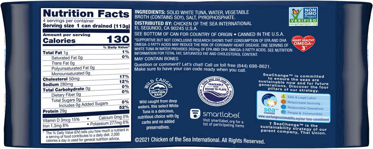 slide 31 of 38, Chicken of the Sea Solid White Albacore Tuna In Water, 4 ct; 5 oz
