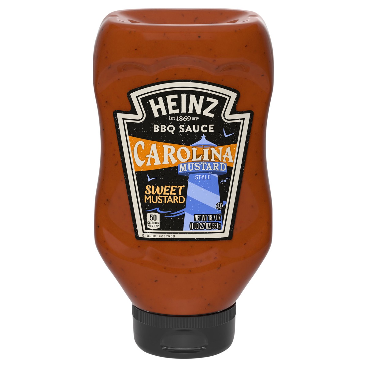 slide 1 of 14, Heinz Carolina Mustard Style Sweet Mustard Barbecue BBQ Sauce, 18.7 oz Bottle, 18.7 oz