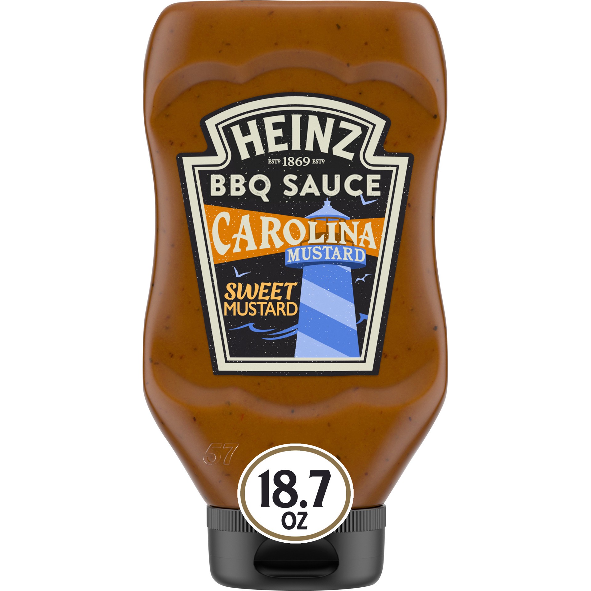 slide 1 of 14, Heinz Carolina Mustard Style Sweet Mustard Barbecue BBQ Sauce, 18.7 oz Bottle, 18.7 oz