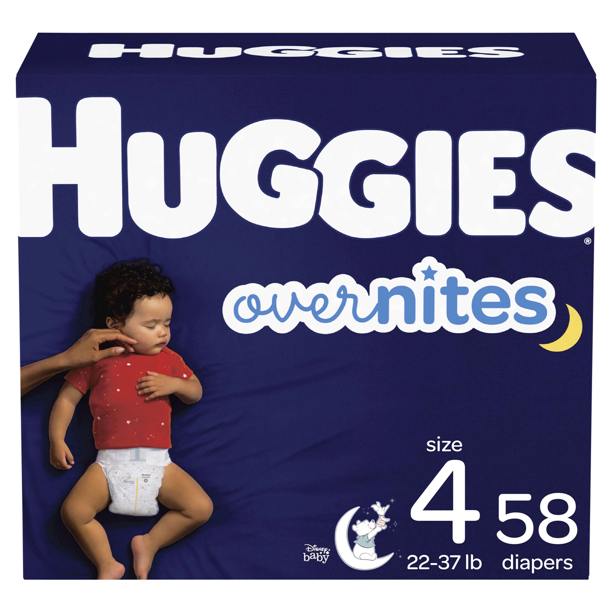 slide 1 of 1, Huggies Overnites Size 4 Baby Diapers, 58 ct