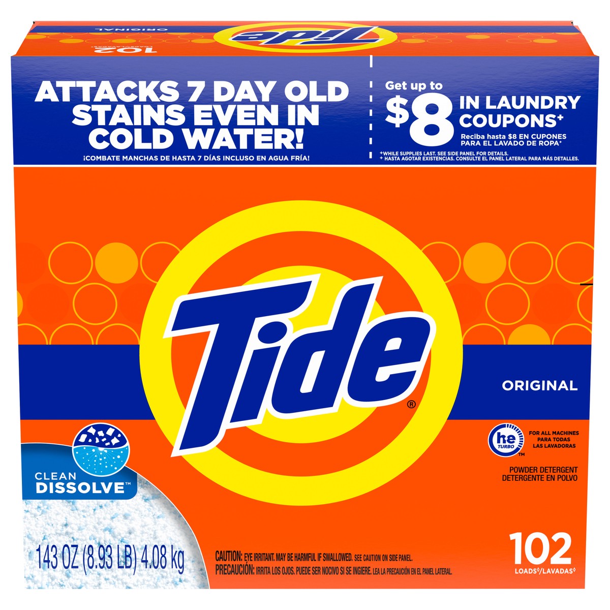 slide 1 of 9, Tide Powder Laundry Detergent, Original, 102 loads, 143 oz, 143 oz