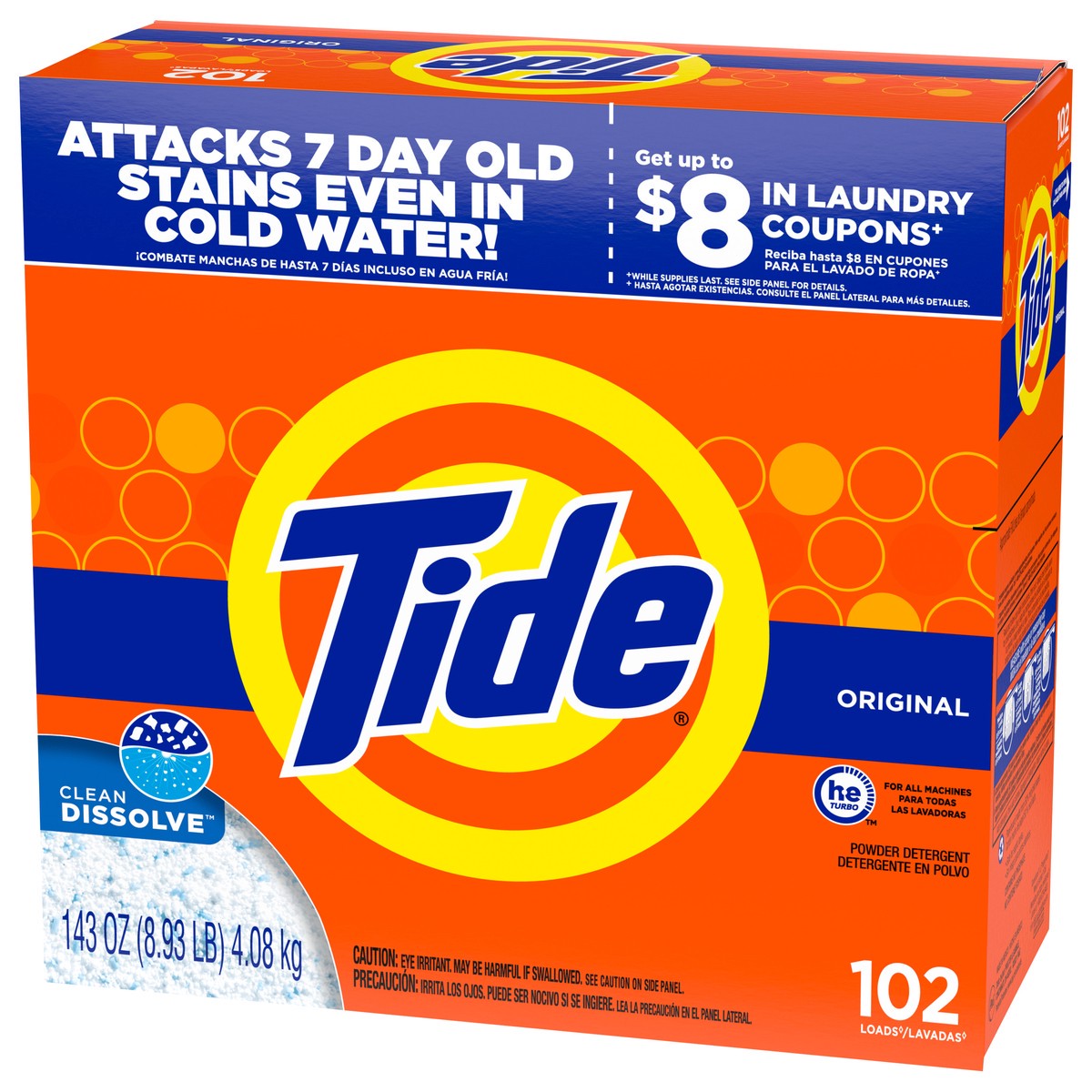 slide 9 of 9, Tide Powder Laundry Detergent, Original, 102 loads, 143 oz, 143 oz