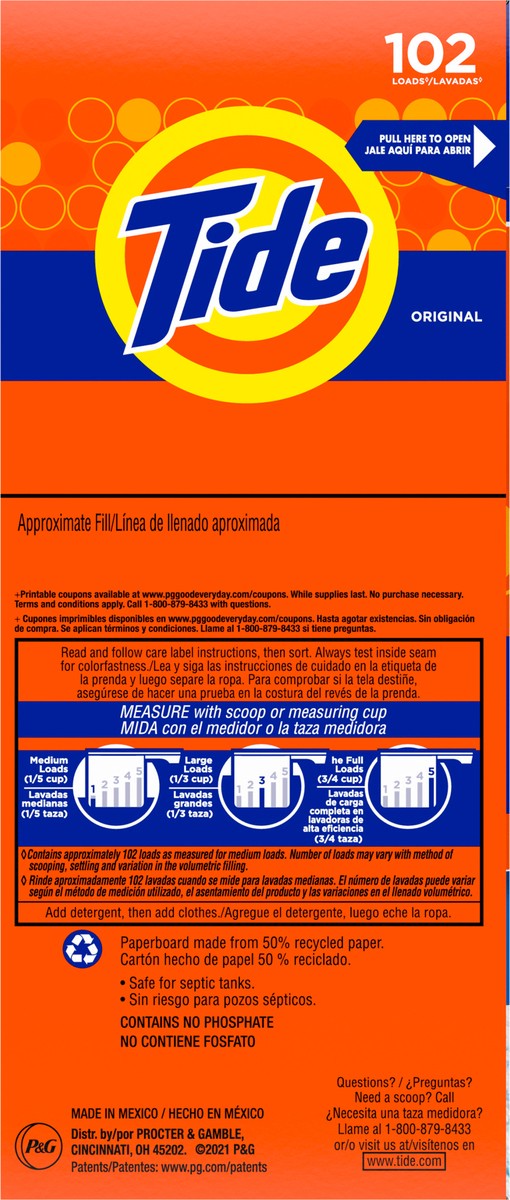 slide 4 of 9, Tide Powder Laundry Detergent, Original, 102 loads, 143 oz, 143 oz