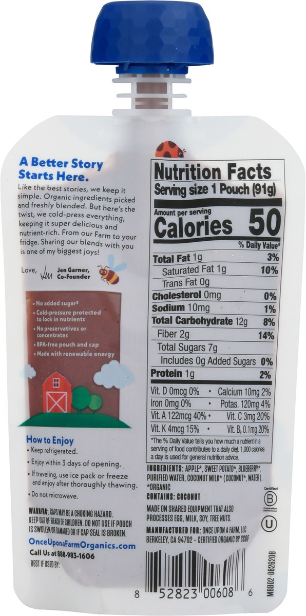 slide 5 of 12, Once Upon a Farm Mama Blueberry Organic Kids Snack Pouch, 3.2oz, 3.2 oz