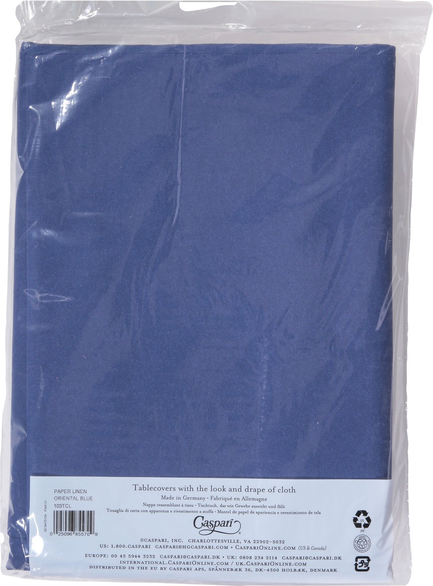 slide 8 of 10, Caspari Oriental Blue Paper Linen Table Cover 1 ea, 1 ct