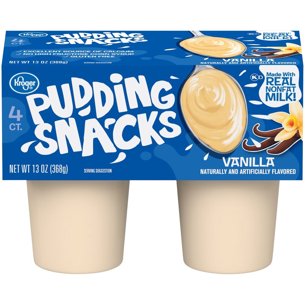 slide 1 of 1, Kroger Vanilla Pudding Snacks, 4 ct; 13 oz