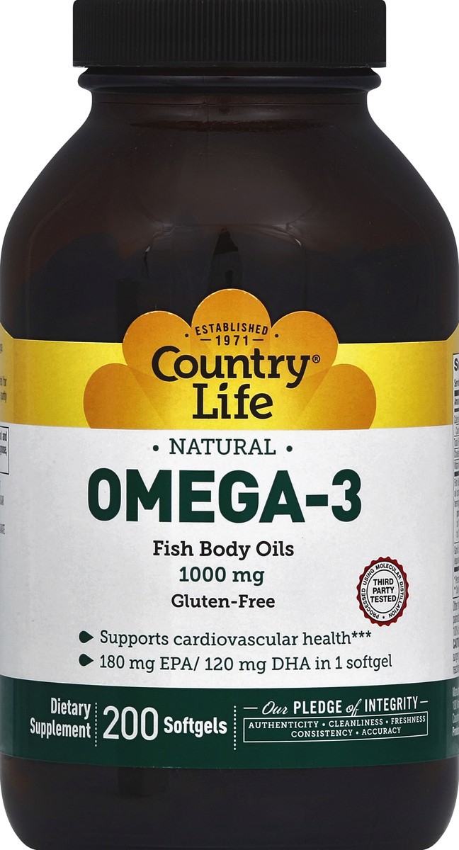 slide 1 of 3, Country Life Natural Omega-3 Fish Body Oils, 1 ct