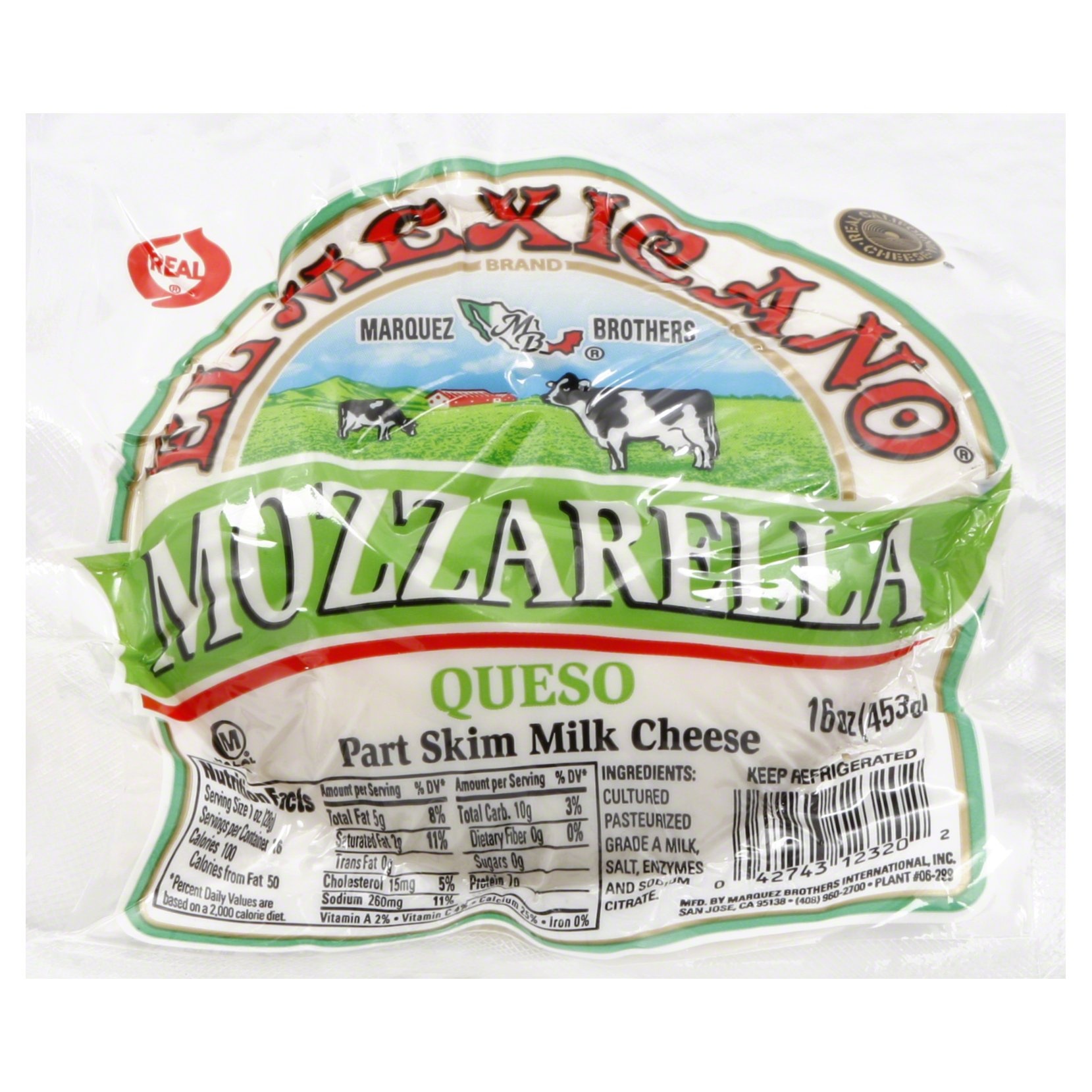 slide 1 of 1, El Mexicano Mozzarella Cheese Queso Part Skim Milk Cheese, 16 oz