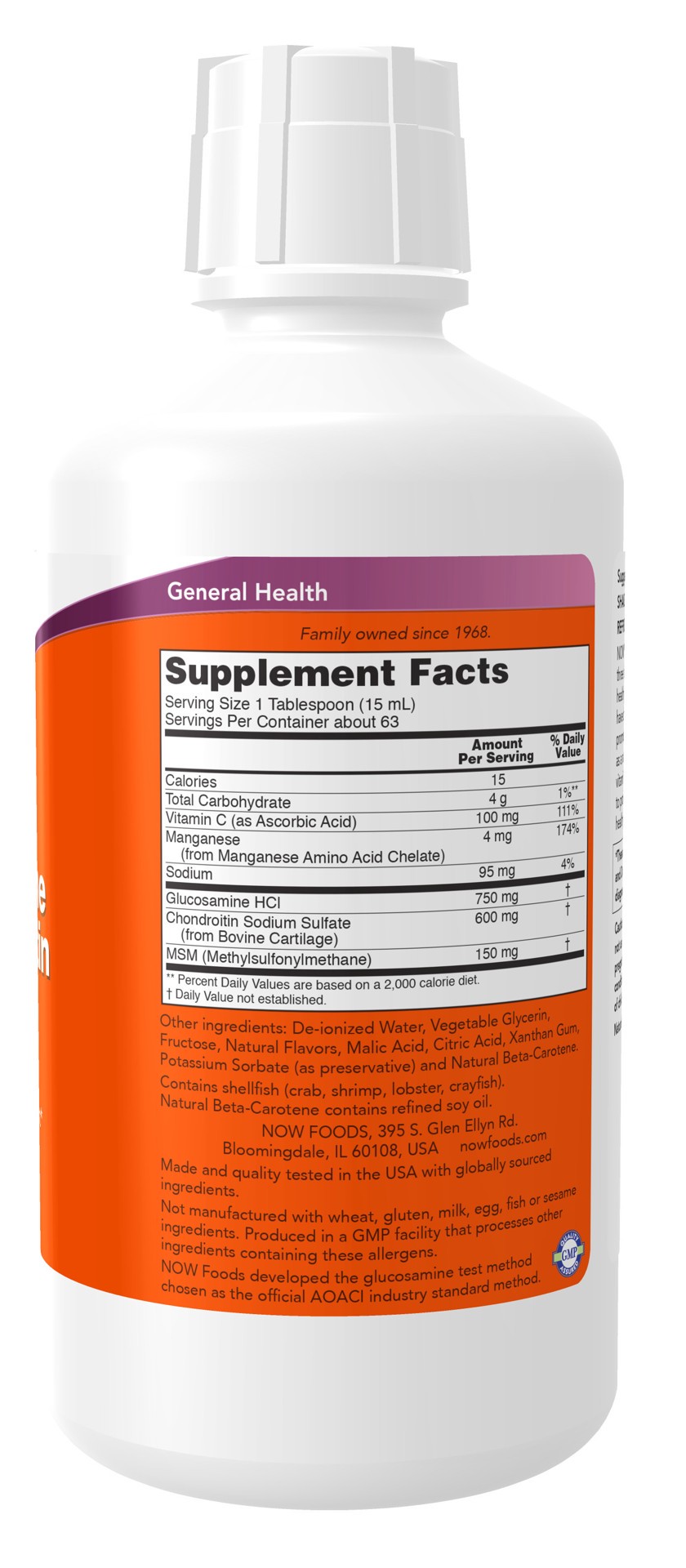 slide 2 of 4, NOW Liquid Glucosamine & Chondroitin with MSM - 32 fl. oz., 32 fl oz