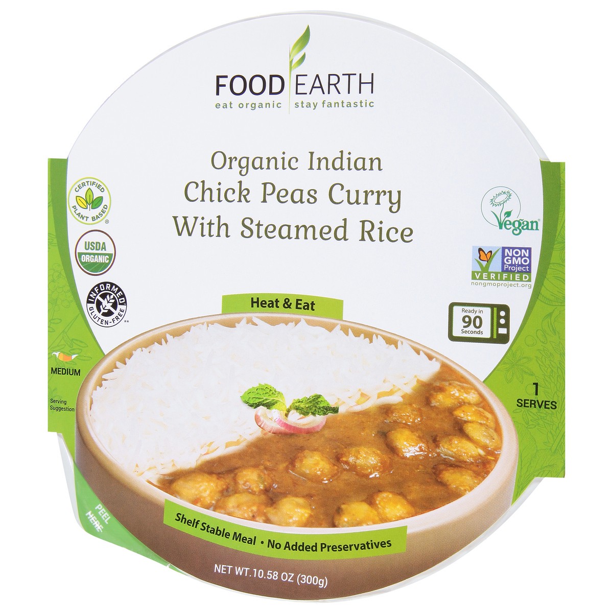 slide 2 of 13, Food Earth Chick Peas Curry, Organic, Indian, Medium, 10.58 Ounce, 10.58 oz