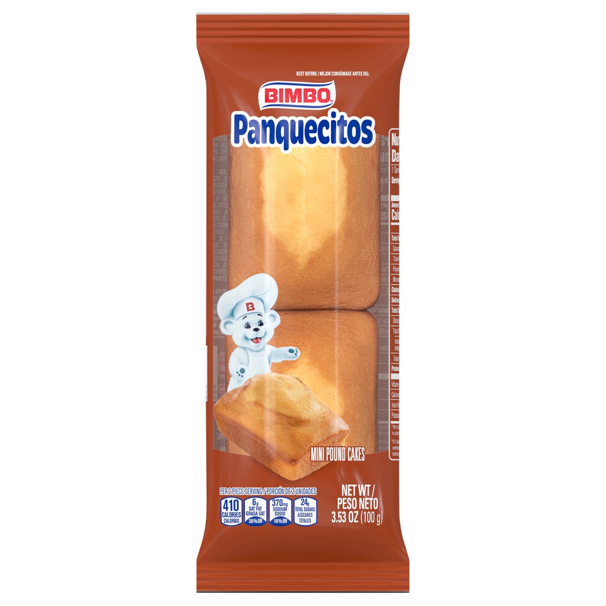 slide 1 of 7, Bimbo Panquecitos Mini Pound Cakes, Twin Pack, 3.53 oz, 3.53 oz