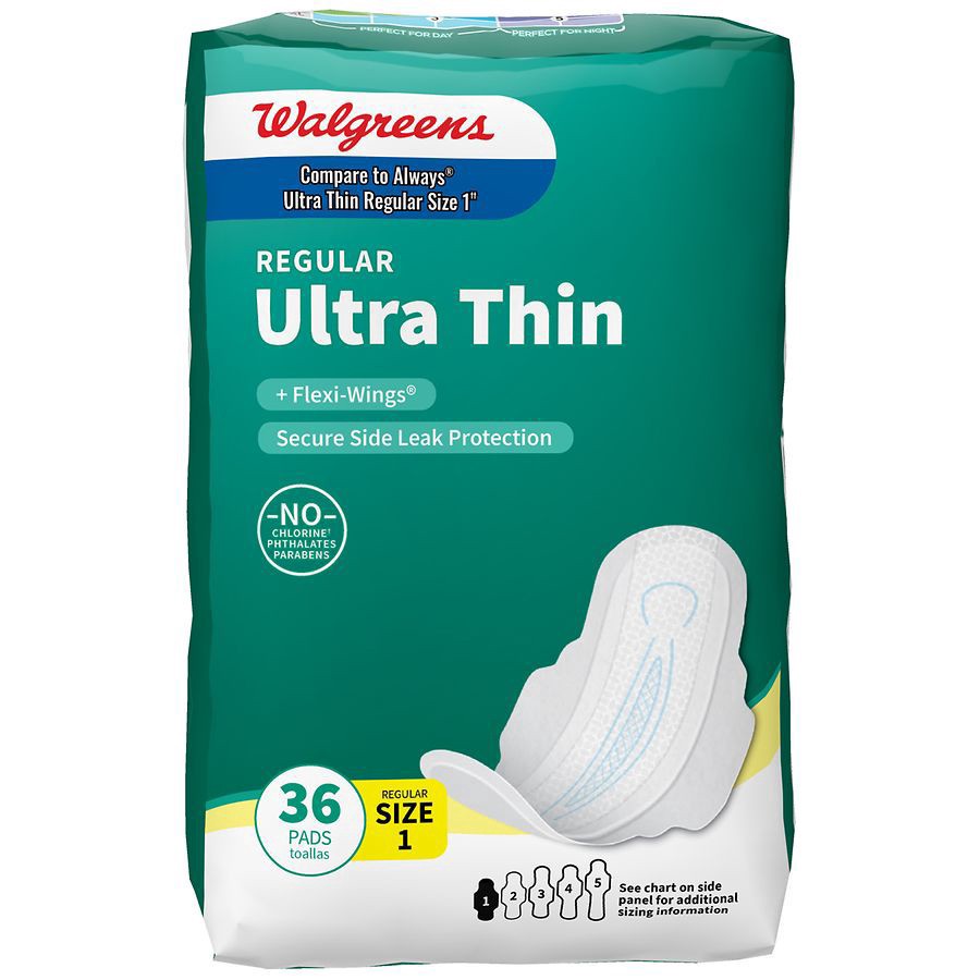 slide 1 of 5, Walgreens Ultra Thin Regular Maxi Pads Unscented, Ultra Thin, 36 ct