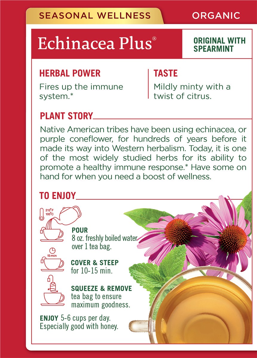 slide 3 of 6, Traditional Medicinals Organic Echinacea Plus, Caffeine Free Herbal Tea, 16 ct