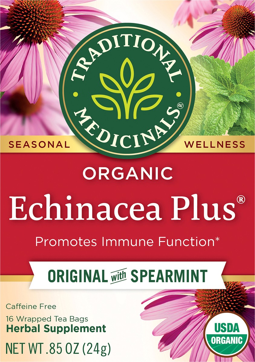 slide 4 of 6, Traditional Medicinals Organic Echinacea Plus, Caffeine Free Herbal Tea, 16 ct