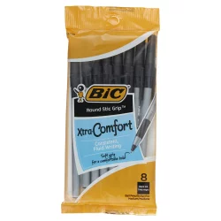 BIC Round Stic Grip Xtra Comfort Ball Pen, Black