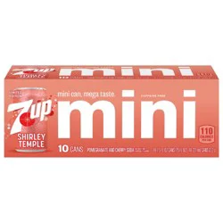 7UP Shirley Temple Pomegranate and Cherry Flavored Soda, 7.5 fl oz mini cans, 10 pack