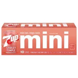 7UP Shirley Temple Pomegranate and Cherry Flavored Soda, 7.5 fl oz mini cans, 10 pack
