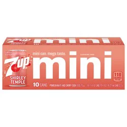 7UP Shirley Temple Pomegranate and Cherry Flavored Soda, 7.5 fl oz mini cans, 10 pack