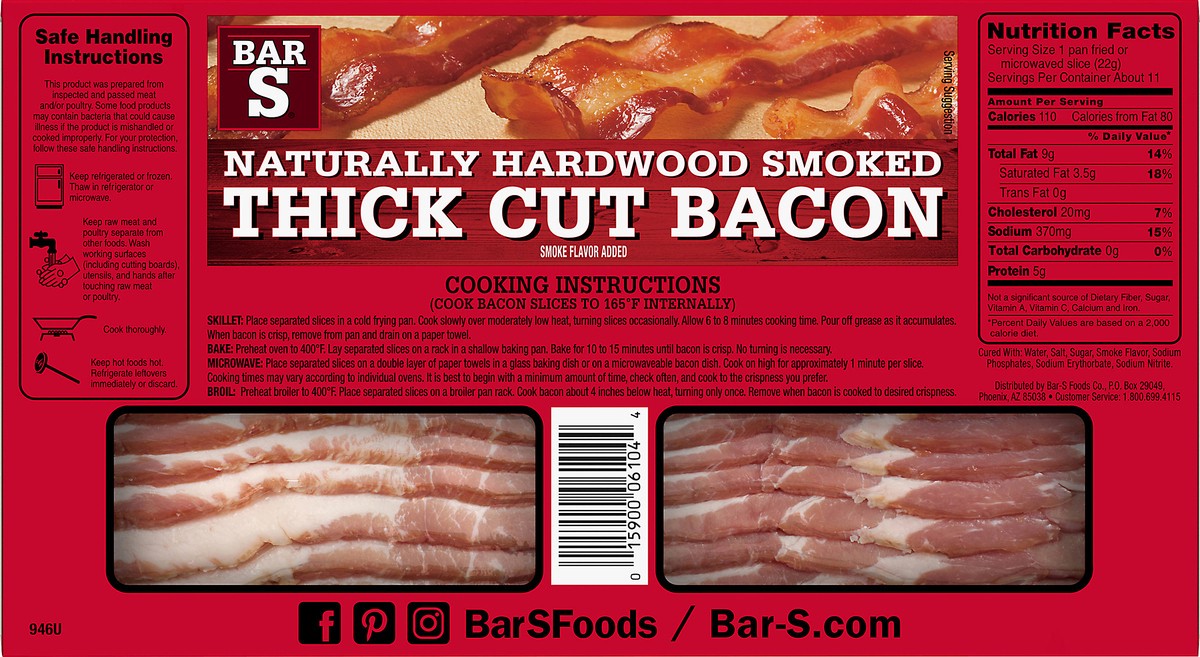 slide 10 of 11, Bar-S Sliced Bacon, 1 lb