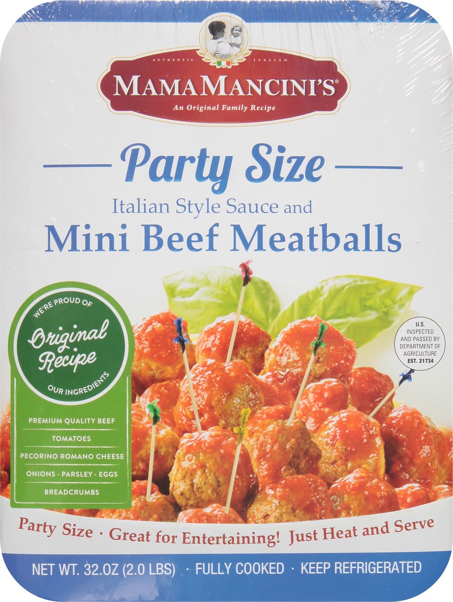 slide 5 of 12, MamaMancini's Mama Mancini's Italian Style Sauce and Mini Beef Meatballs Party Size 32 oz, 32 oz