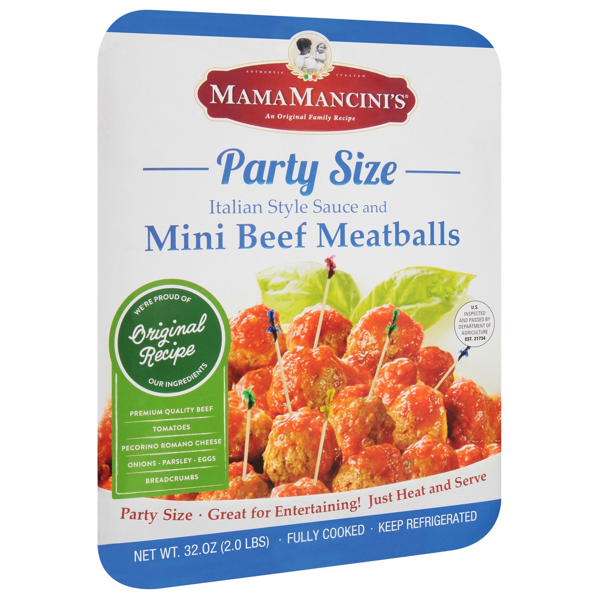 slide 9 of 12, MamaMancini's Mama Mancini's Italian Style Sauce and Mini Beef Meatballs Party Size 32 oz, 32 oz