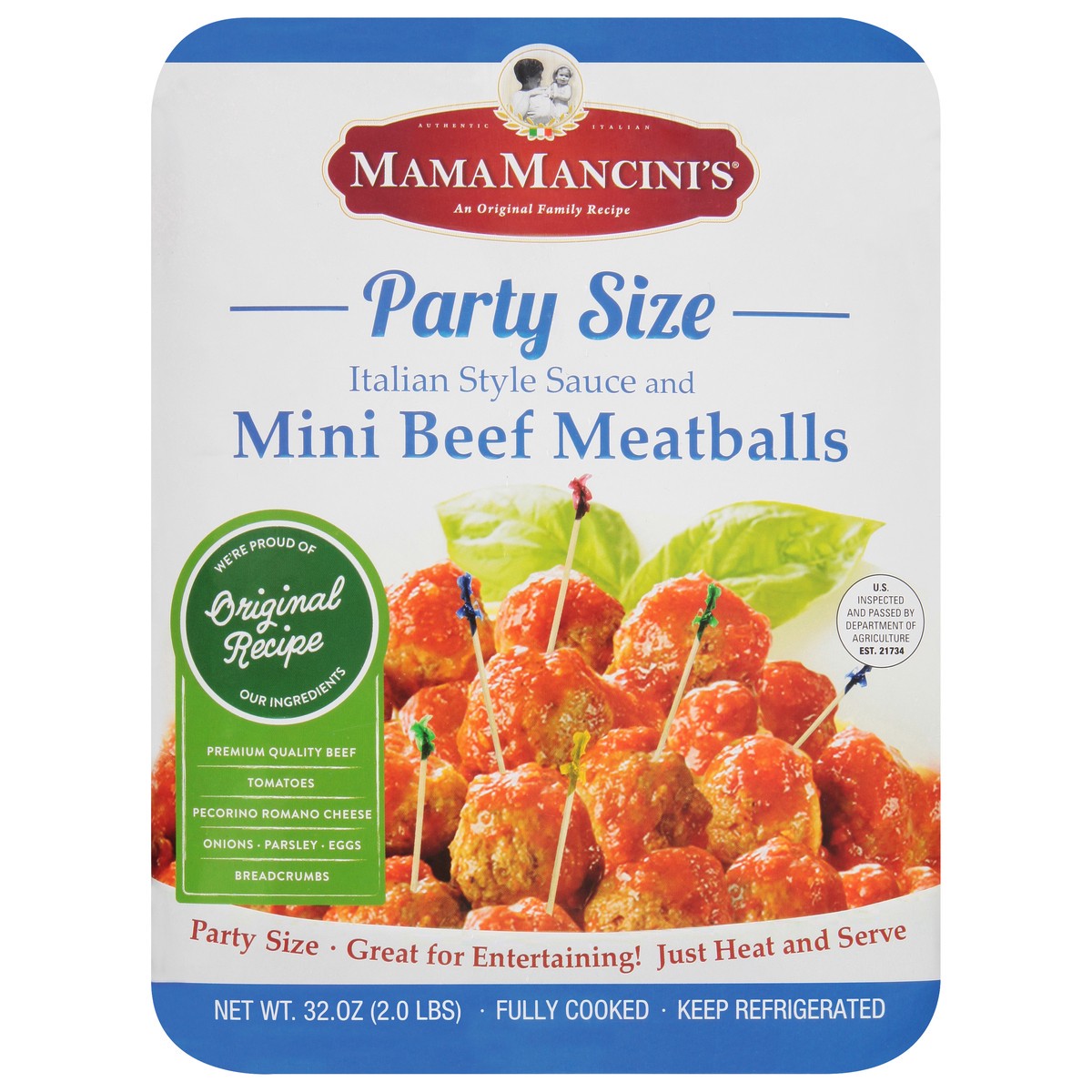 slide 1 of 12, MamaMancini's Mama Mancini's Italian Style Sauce and Mini Beef Meatballs Party Size 32 oz, 32 oz