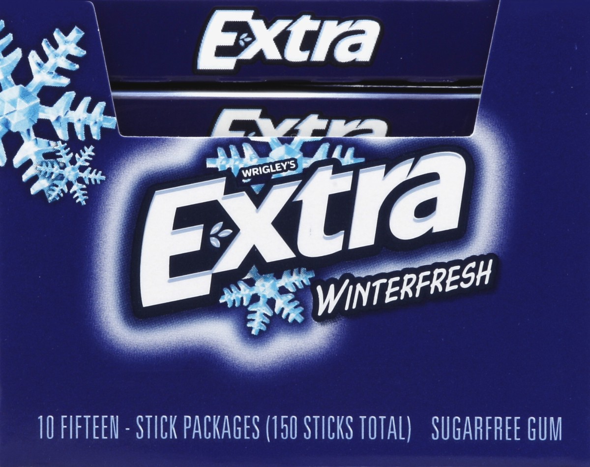 slide 2 of 4, Extra Gum Winterfresh Sugarfree Gum Bulk, Individually Wrapped, Perfect for Fresh Breath at School, Work, and Travel 15 Count, Pack of 10, 10 ct