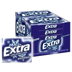 Extra Gum Winterfresh Sugarfree Gum Bulk, Individually Wrapped, Perfect for Fresh Breath at School, Work, and Travel 15 Count, Pack of 10