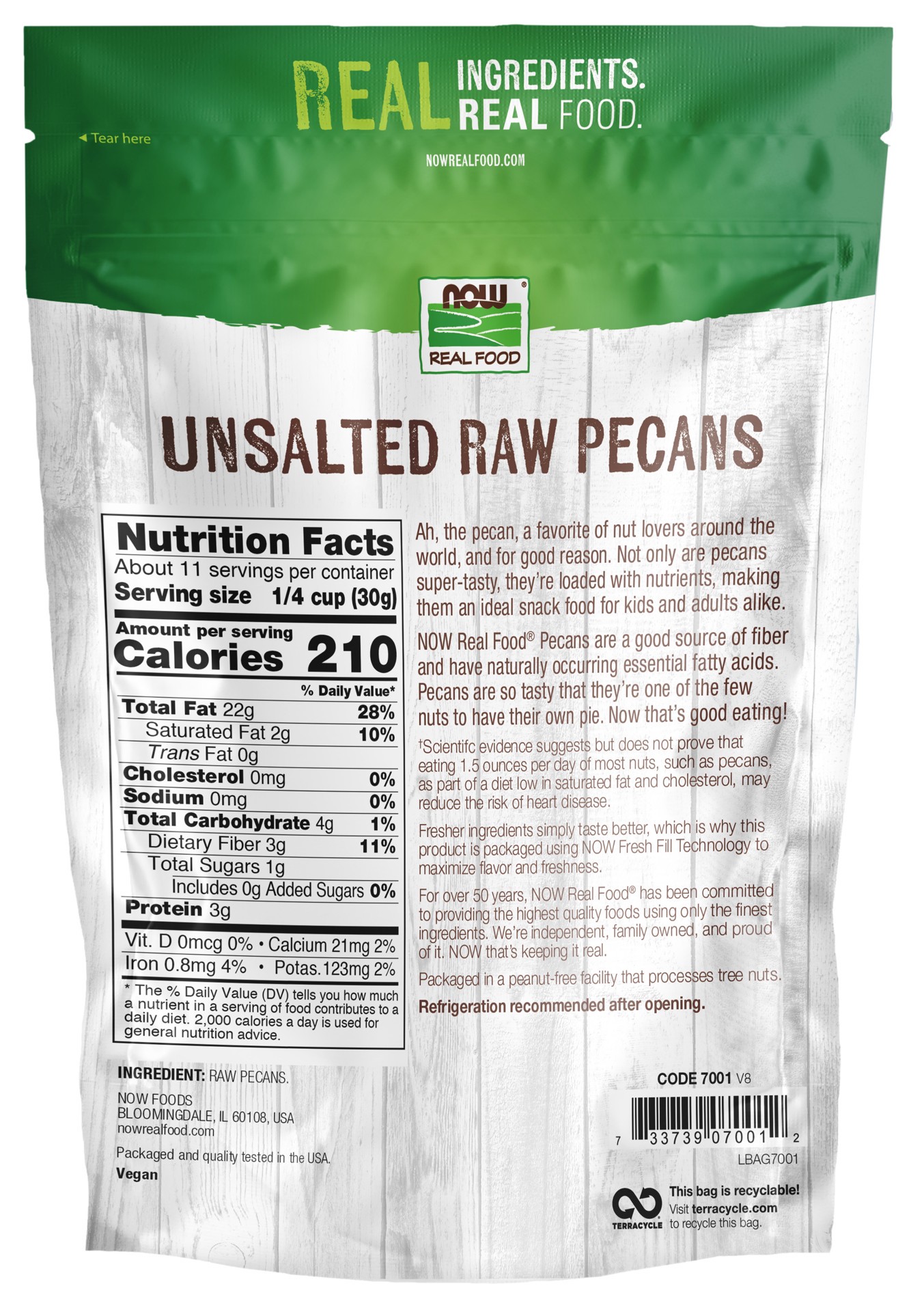 slide 2 of 3, NOW Real Food Pecans, Raw & Unsalted - 12oz, 12 oz