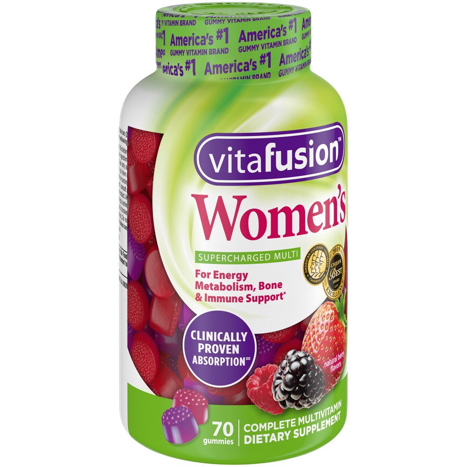 slide 3 of 3, vitafusion Women's Daily Gummy Multivitamin: vitamin C & E, Delicious Berry Flavors, 70ct (35 day supply), from America's number one Gummy Vitamin Brand, 70 ct