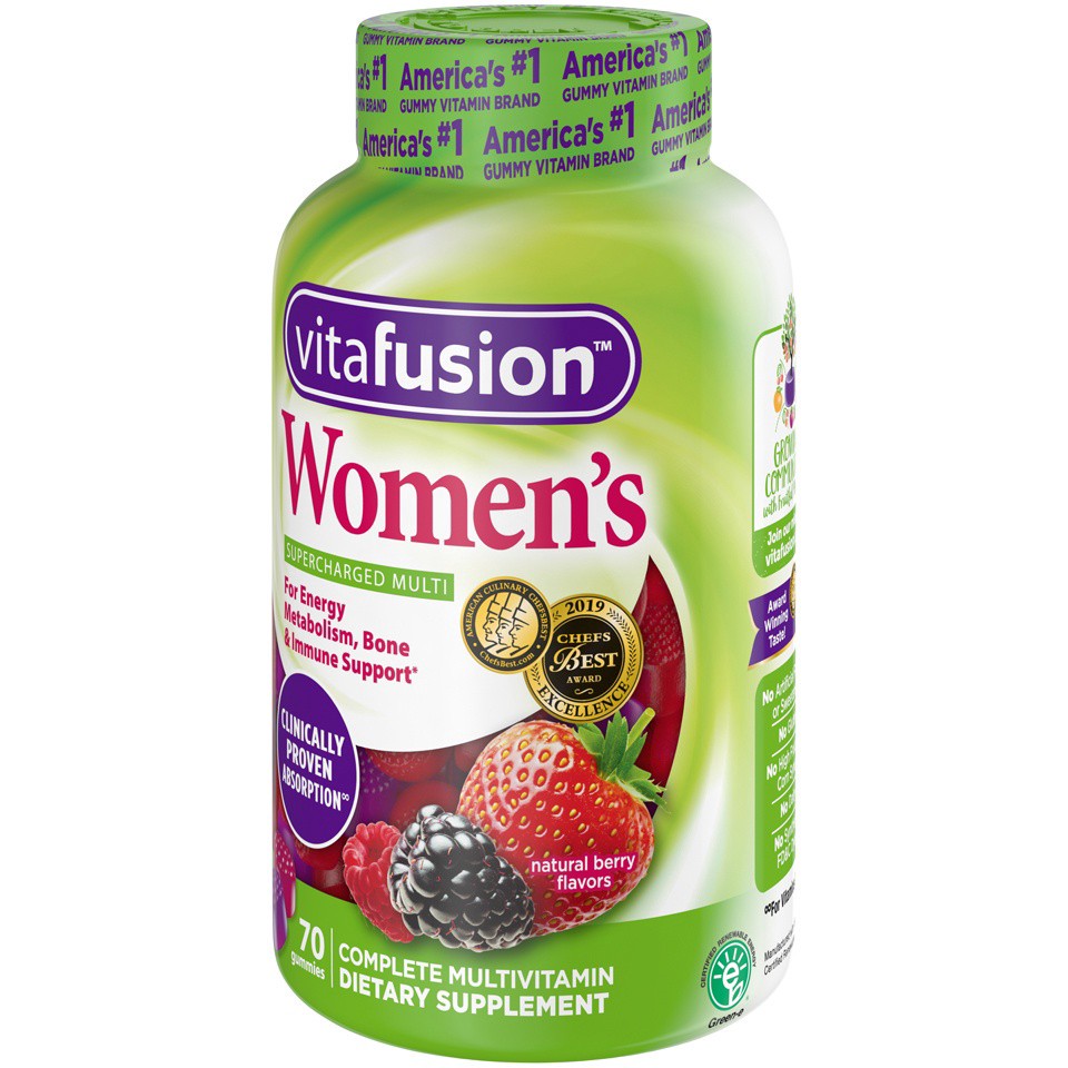 slide 2 of 3, vitafusion Women's Daily Gummy Multivitamin: vitamin C & E, Delicious Berry Flavors, 70ct (35 day supply), from America's number one Gummy Vitamin Brand, 70 ct