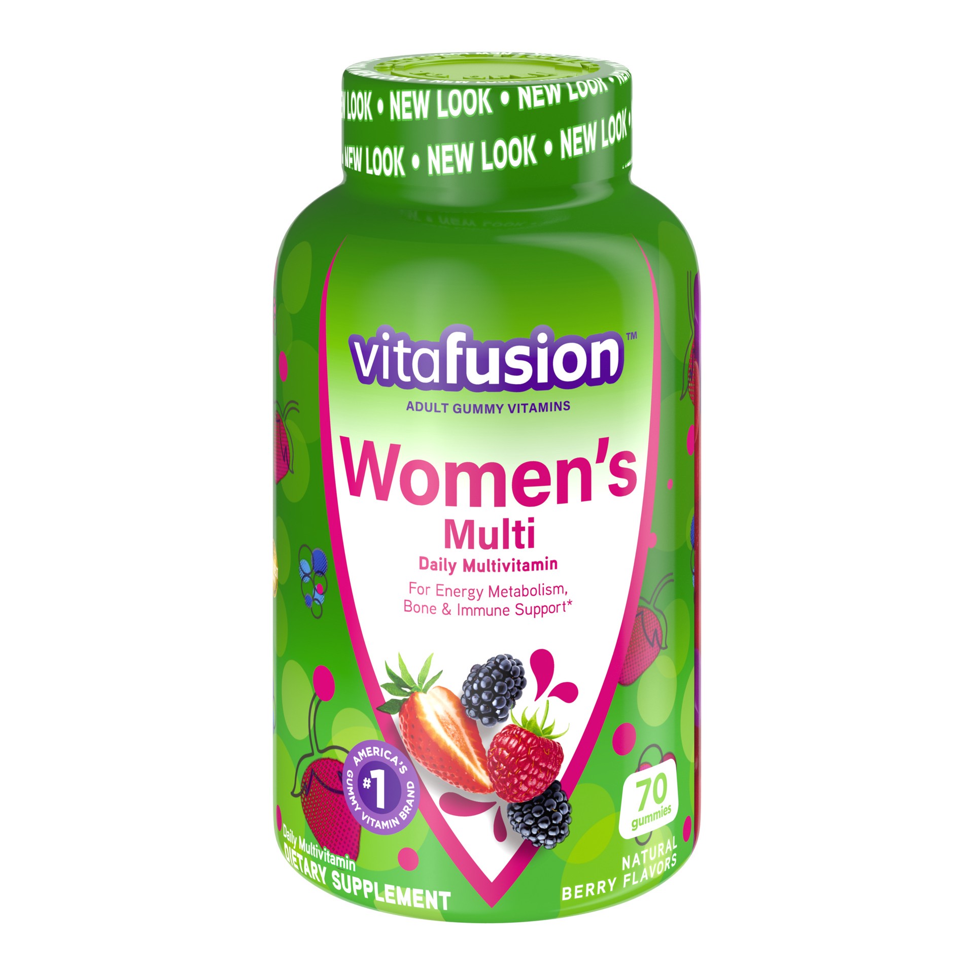 slide 1 of 3, vitafusion Women's Daily Gummy Multivitamin: vitamin C & E, Delicious Berry Flavors, 70ct (35 day supply), from America's number one Gummy Vitamin Brand, 70 ct