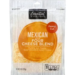 Essential Everyday Cheese, Four Cheese Blend, Mexican Style, Fancy Cut, 8 Ounce