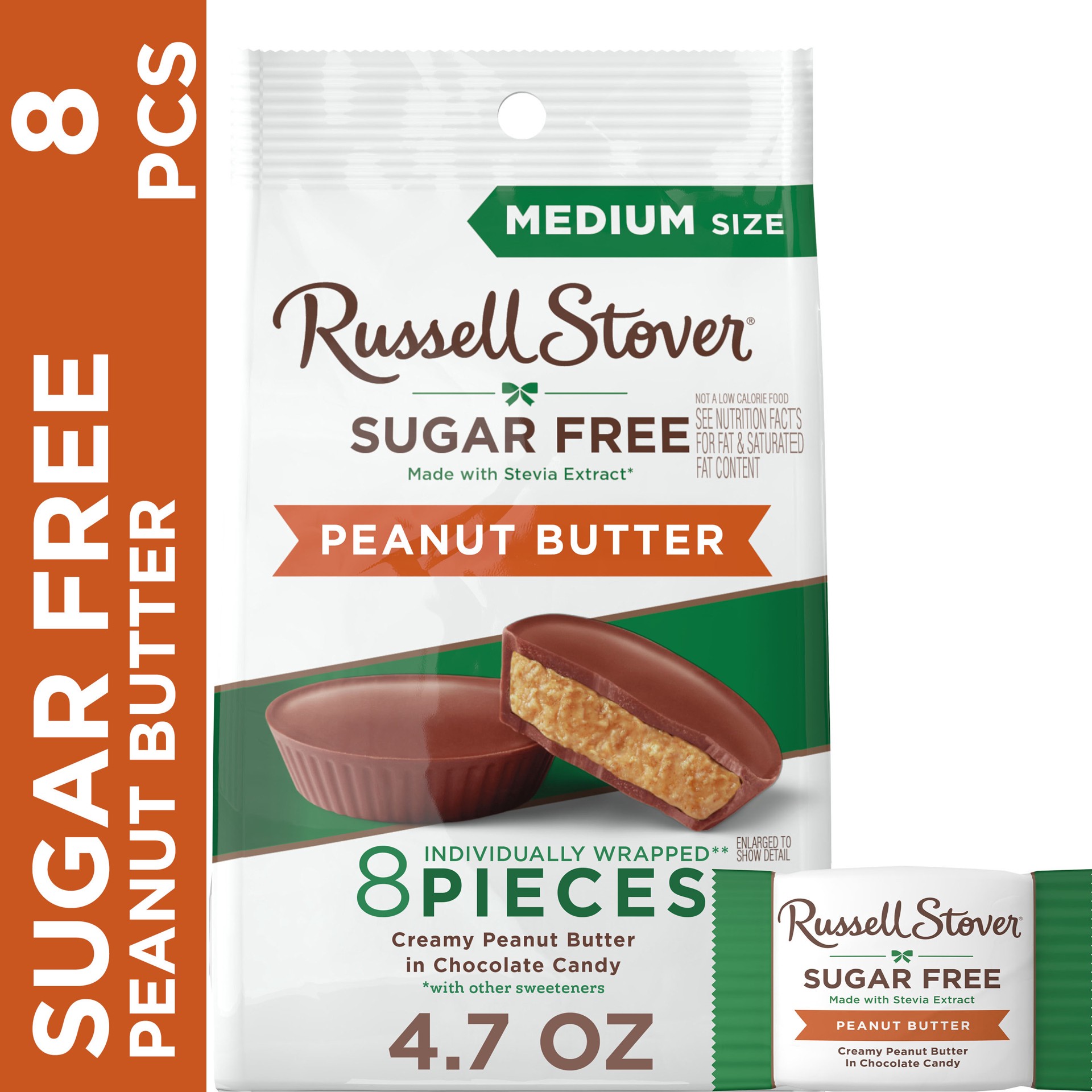 slide 1 of 4, Russell Stover Sugar Free Peanut Butter Chocolate Candy, 4.7 oz bag, 4.7 oz