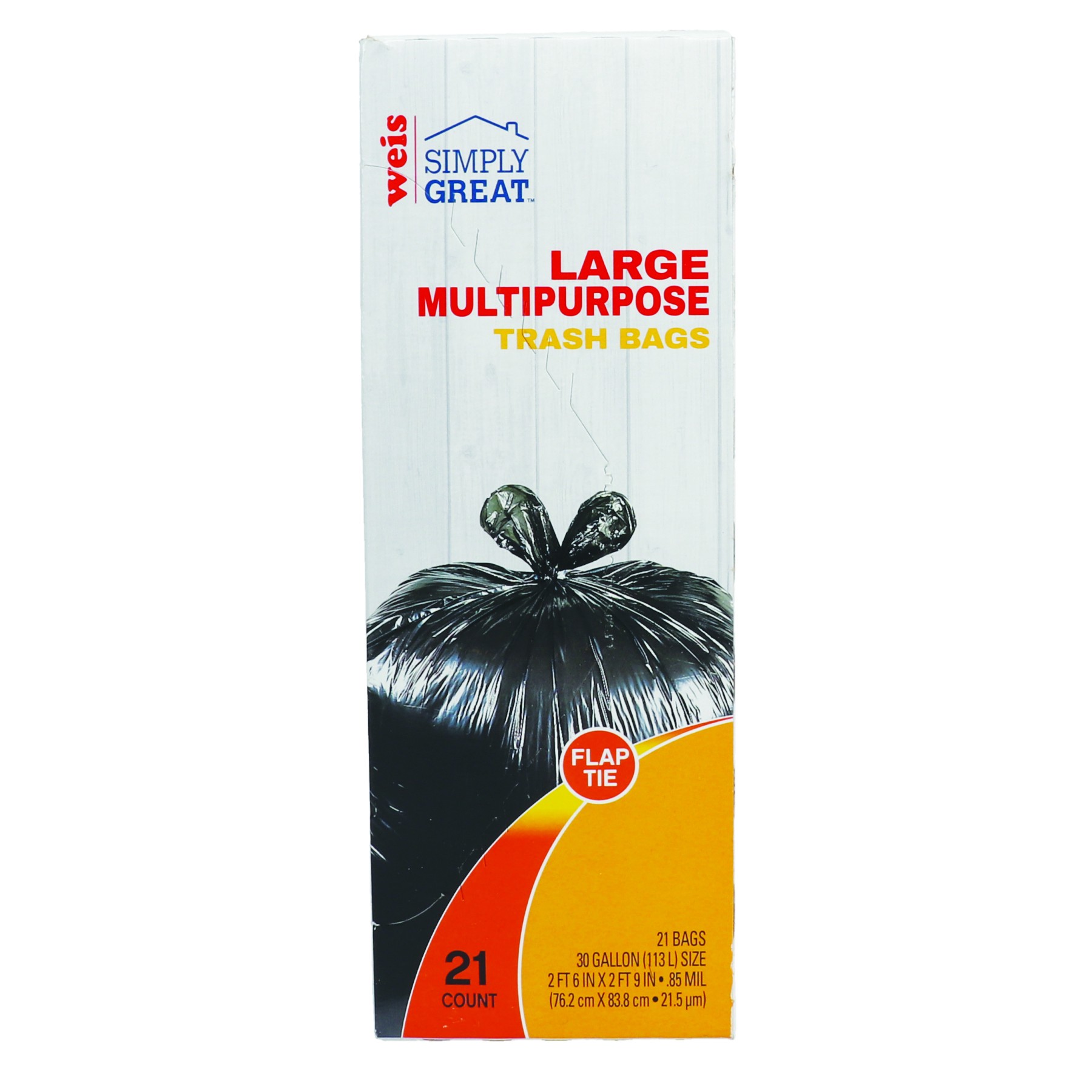 slide 1 of 1, Weis Quality Trash Bags with Flaps, 21 ct; 30 gal