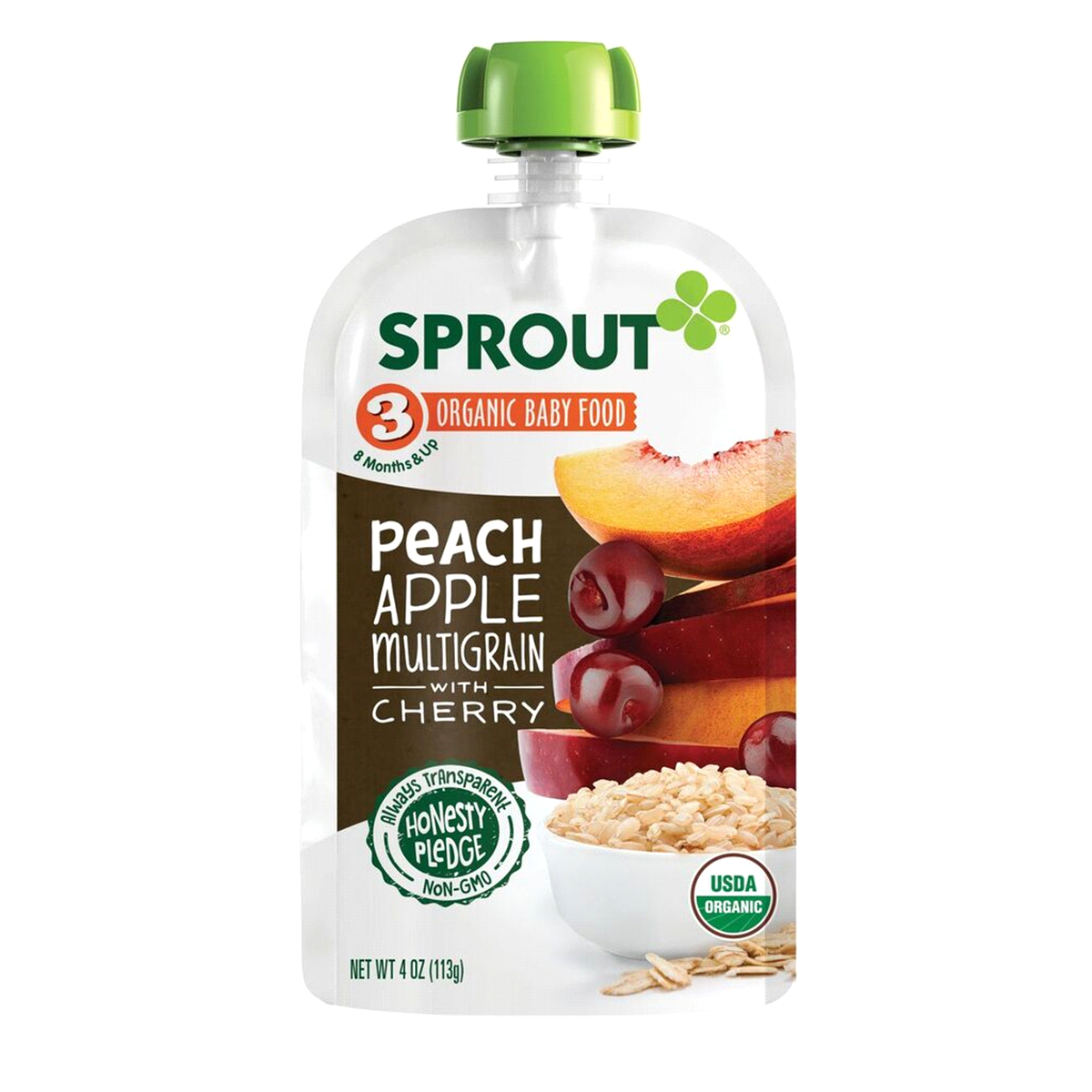 slide 1 of 1, Sprout Peach Multigrain Cereal With Blackberries Organic Baby Food, 4 oz