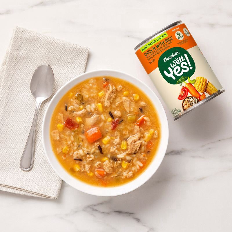 slide 5 of 5, Campbell's Well Yes! Plant Protein Vegan Chicken & Rice Soup, 16.3 oz