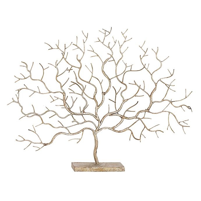 slide 1 of 3, Ridge Road Decor Leafless Tree Iron Sculpture - Gold, 1 ct