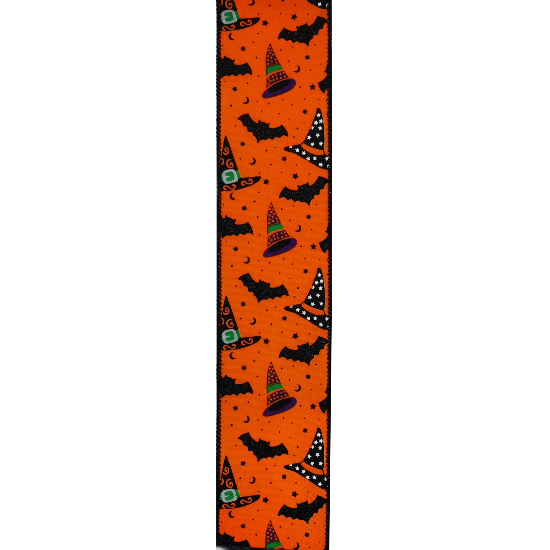 slide 3 of 3, 2.5" X 20ft. Bat & Witch Hat Wired Tafetta Ribbon By Celebrate It Halloween, 2.5 in x 20 ft