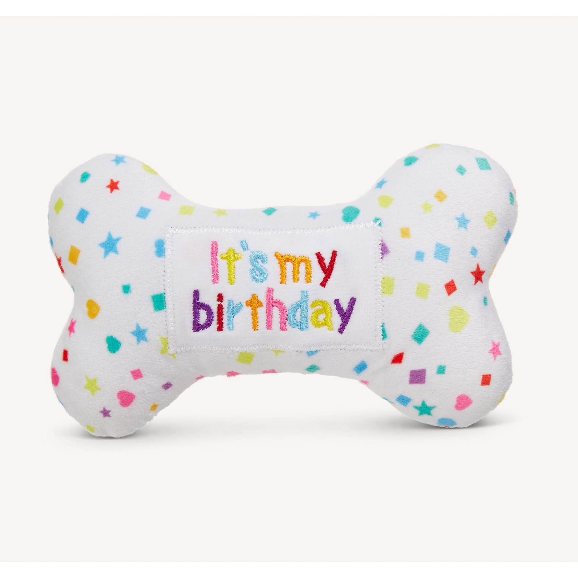 slide 1 of 1, Joyhound Crazy Cozy "Happy Birthday" Bone - Plush, Squeaker, 1 ct