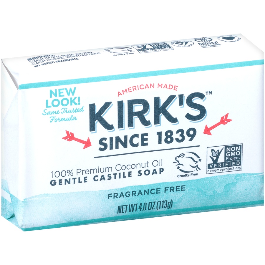 slide 2 of 7, Kirk's Fragrance Free Gentle Castile Soap , 4 oz