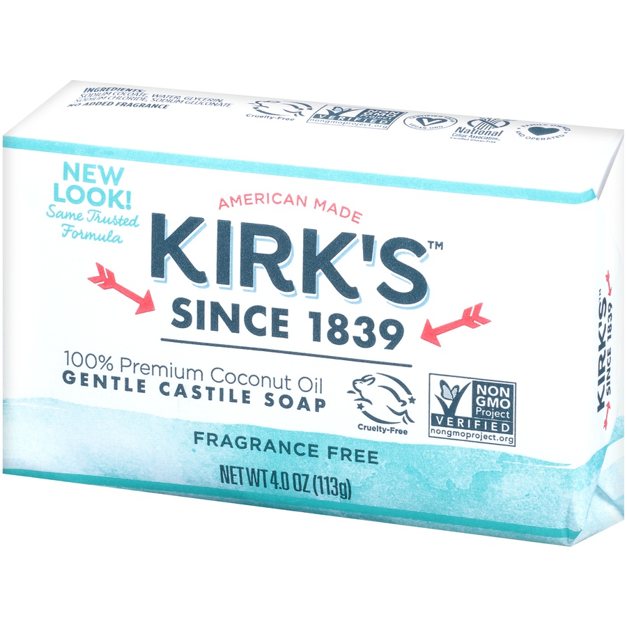 slide 3 of 7, Kirk's Fragrance Free Gentle Castile Soap , 4 oz