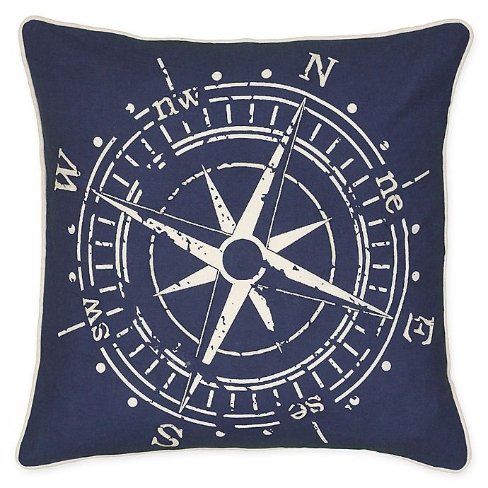 slide 1 of 1, Rizzy Home Compass Square Throw Pillow - Blue, 1 ct