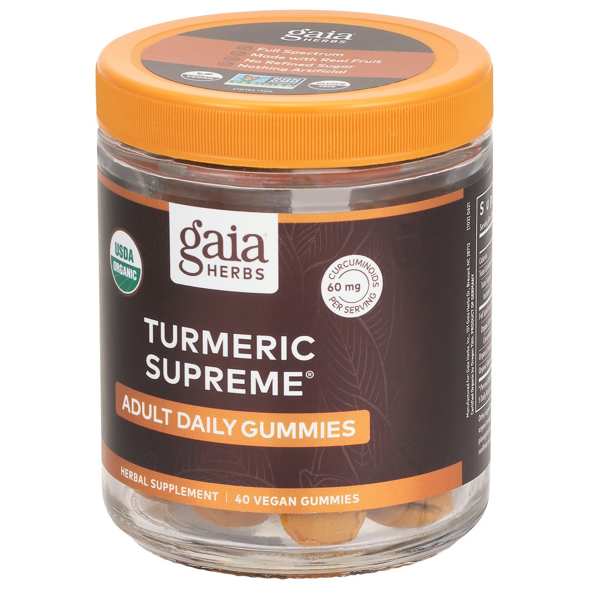 slide 3 of 9, Gaia Herbs Turmeric Supreme Adult Daily Gummies Herbal Supplement, 40 ct
