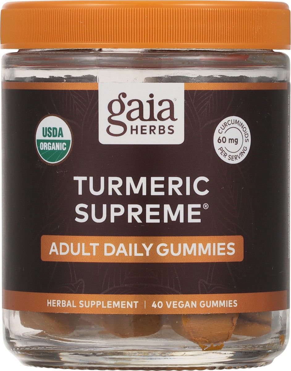 slide 6 of 9, Gaia Herbs Turmeric Supreme Adult Daily Gummies Herbal Supplement, 40 ct