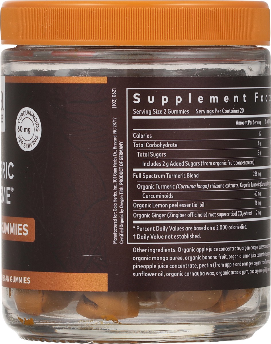 slide 8 of 9, Gaia Herbs Turmeric Supreme Adult Daily Gummies Herbal Supplement, 40 ct