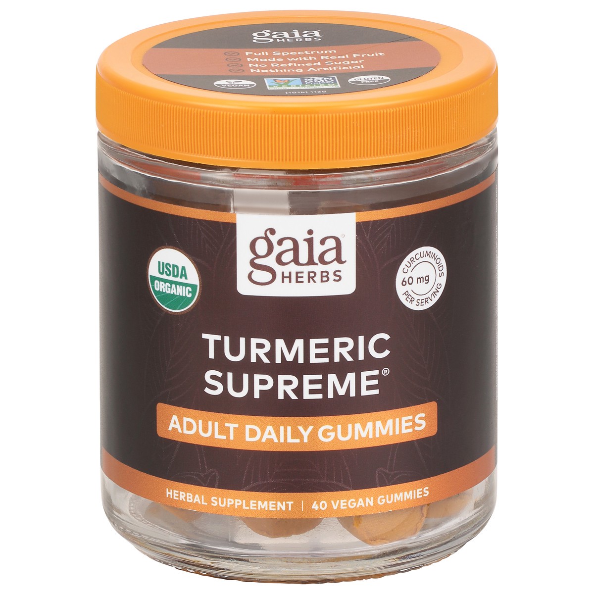 slide 1 of 9, Gaia Herbs Turmeric Supreme Adult Daily Gummies Herbal Supplement, 40 ct