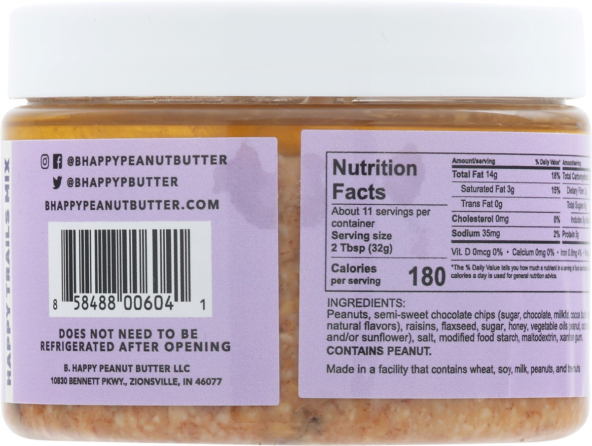 slide 2 of 9, B. Happy B.Happy Happy Trails - Milk Chocolate, Flaxseed, Raisins, Peanuts, 12.5 oz