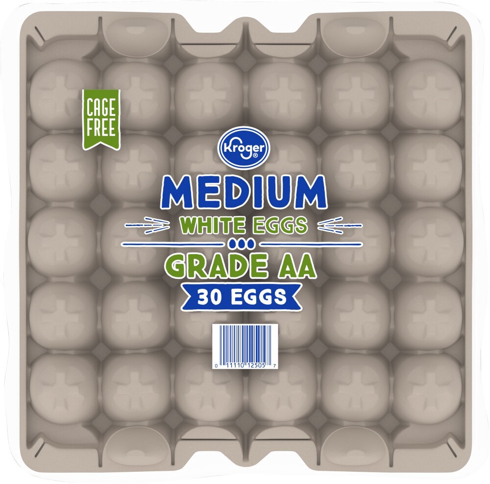 slide 3 of 6, Kroger Cage Free Medium White Grade Aa Eggs, 30 ct
