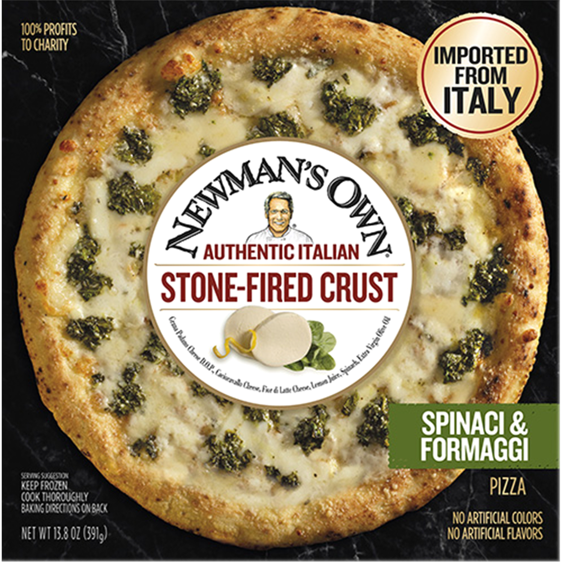 slide 1 of 2, Newman's Own Authentic Italian Stone-Fired Crust Spinach & Formaggi Pizza 13.8 oz, 13.8 oz